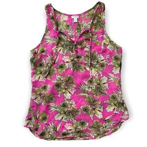 DYNAMITE Magenta Yellow Floral Chiffon Sleeveless Blouse